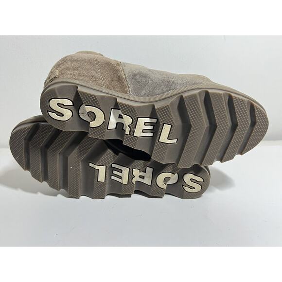 Sorel EUC Light Brown Leather Suede Joan of Arctic Wedge II Zip Boot Bootie 8 - Picture 6 of 6